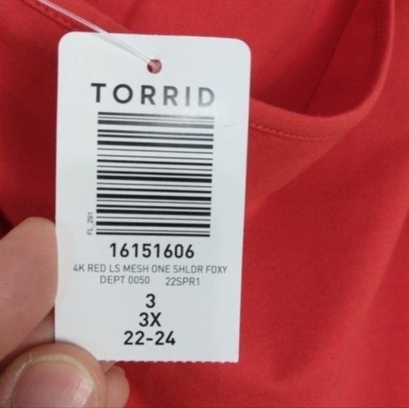 NWT Torrid One Shoulder Mesh Sleeve Top - Picture 13 of 13